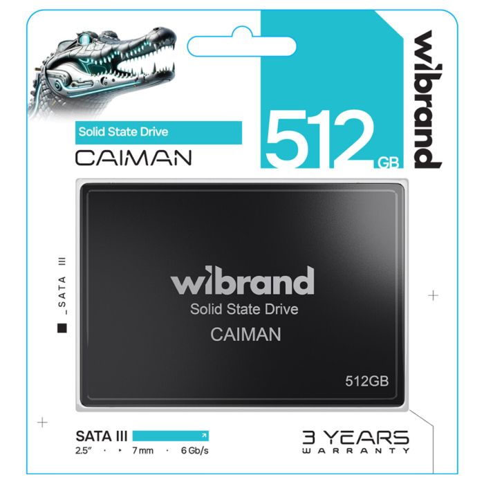 Накопичувач SSD Wibrand Caiman 512GB 2.5"; 7mm SATAIII Standard (WI2.5SSD/CA512GBST)