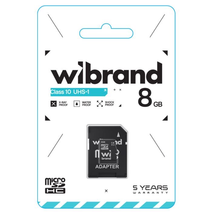 Карта пам'яті microSDHC Wibrand 8Gb class 10 (adapter SD) (WICDHC10/8GB-A)