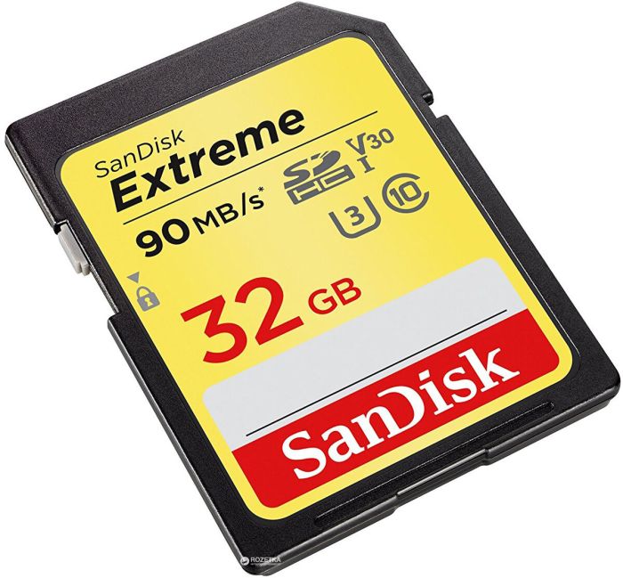 SDHC (UHS-1 U3) SanDisk Extreme 32Gb class 10 (90Mb/s, 600x) (SDSDXVE-032G-GNCIN)