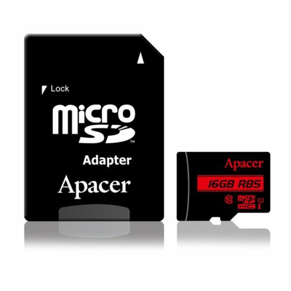 microSDHC (UHS-1) Apacer 16Gb class 10 R85MB/s (adapter SD) (AP16GMCSH10U5-R)