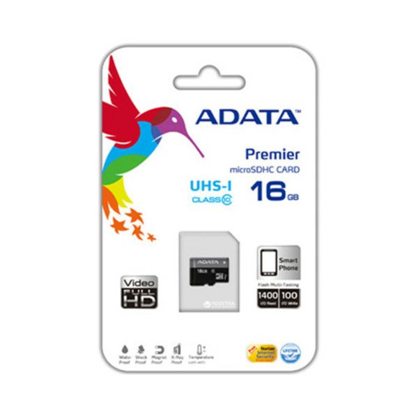 Карта пам'яті microSDHC (UHS-1) A-DATA Premier 16Gb Class 10 (R-80Mb/s) (AUSDH16GUICL10-R)