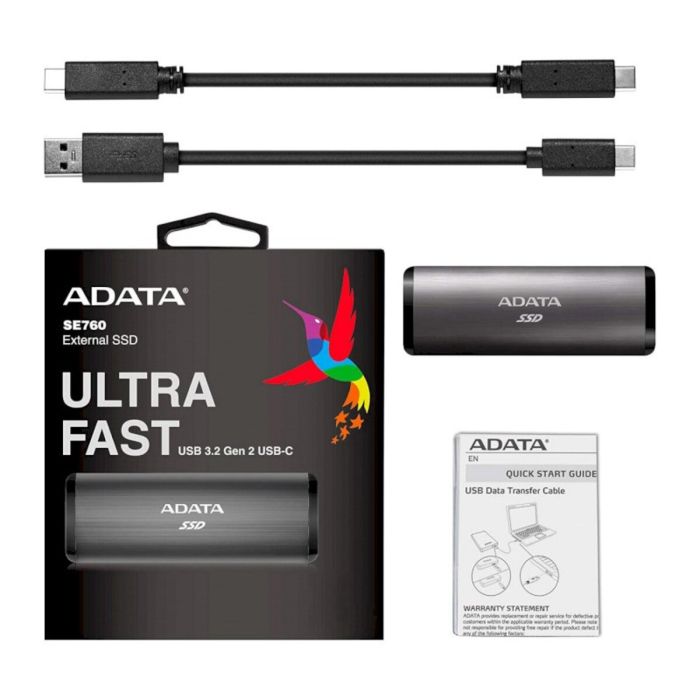 Портативний SSD ADATA SE760 512GB USB 3.2 Gen2 Type-C Titanium (ASE760-512GU32G2-CTI)