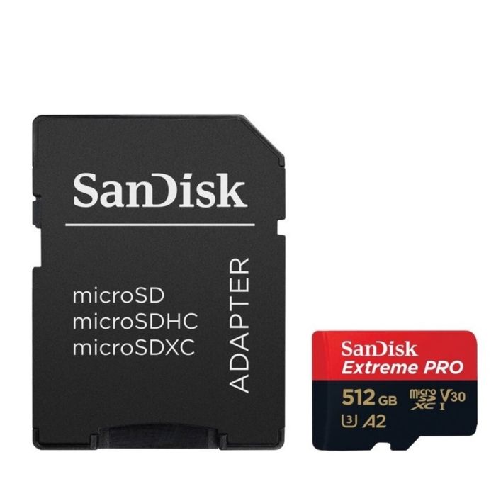Карта пам'яті microSDXC (UHS-1 U3) SanDisk Extreme Pro A2 512Gb class 10 V30 (R200MB/s,W140MB/s) (adapter) (SDSQXCD-512G-GN6MA)