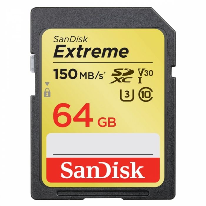 Карта пам'яті SDXC (UHS-1 U3) SanDisk Extreme 64Gb class 10 V30 (150Mb/s) (SDSDXV6-064G-GNCIN)