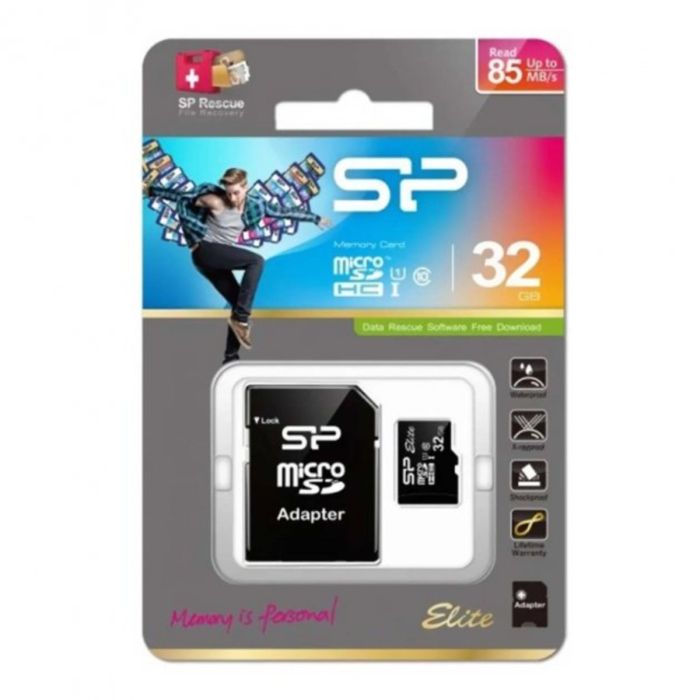 Карта пам'яті microSDHC (UHS-1) SiliconPower Elite 32Gb class 10 (adapter SD) (SP032GBSTHBU1V10SP)
