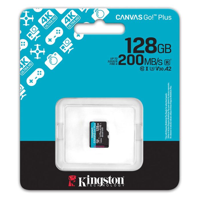 Карта пам'яті microSDXC (UHS-1 U3) Kingston Canvas Go! Plus 128Gb class 10 A2 V30 (R200MB/s) (SDCG4/128GBSP)