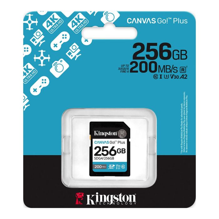 Карта пам'яті SDXC (UHS-1 U3) Kingston Canvas Go! Plus 256Gb class 10 A2 V30 (R200MB/s, W160MB/s) (SDG4/256GB)