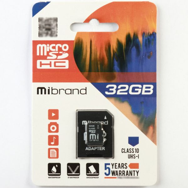 Карта пам'яті microSDHC (UHS-1) Mibrand 32Gb class 10 (adapter SD) (MICDHU1/32GB-A)
