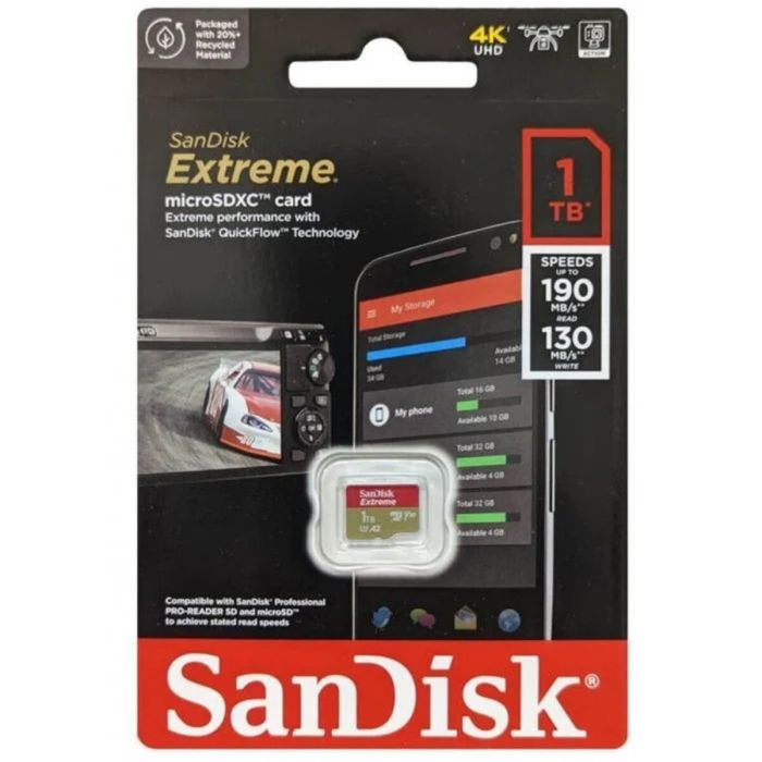 Карта пам'яті microSDXC (UHS-1 U3) SanDisk Extreme A2 1TB class 10 V30 (R190MB/s,W130MB/s) (SDSQXAV-1T00-GN6MN)