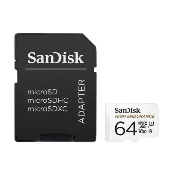 Карта пам'яті microSDXC (UHS-1 U3) SanDisk Max Endurance 64Gb class 10 V30 (R100Mb/sW40Mb/s) (adapterSD) (SDSQQVR-064G-GN6IA)