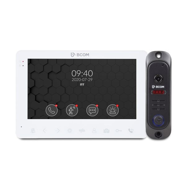 Комплект відеодомофона BCOM BD-780 White Kit: відеодомофон 7" і відеопанель