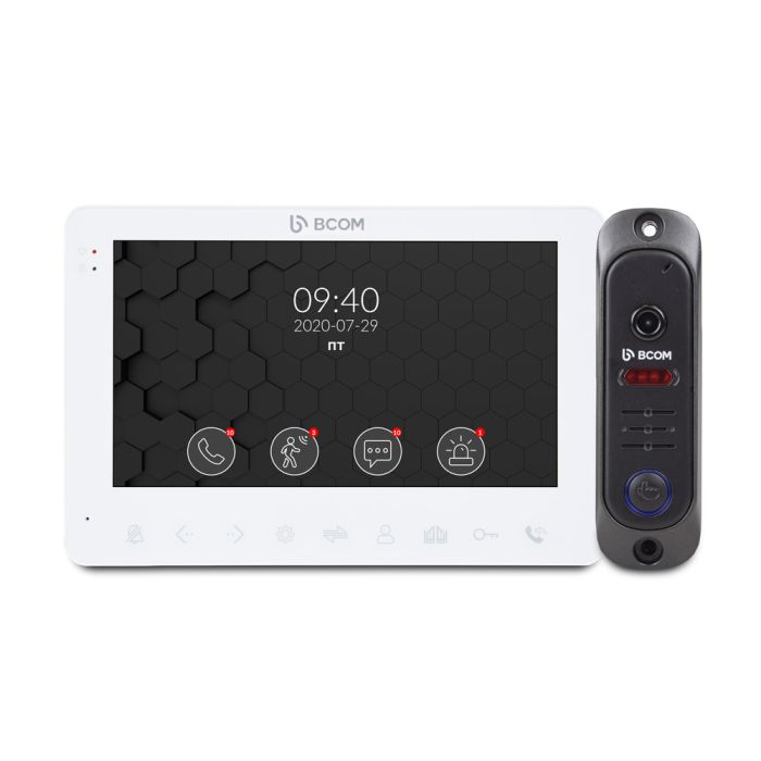 Комплект відеодомофона BCOM BD-780 White Kit: відеодомофон 7" і відеопанель