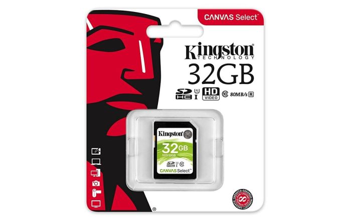 SDHC (UHS-1) Kingston Canvas Select 32Gb class 10  (R-80MB/s) (SDS/32GB)