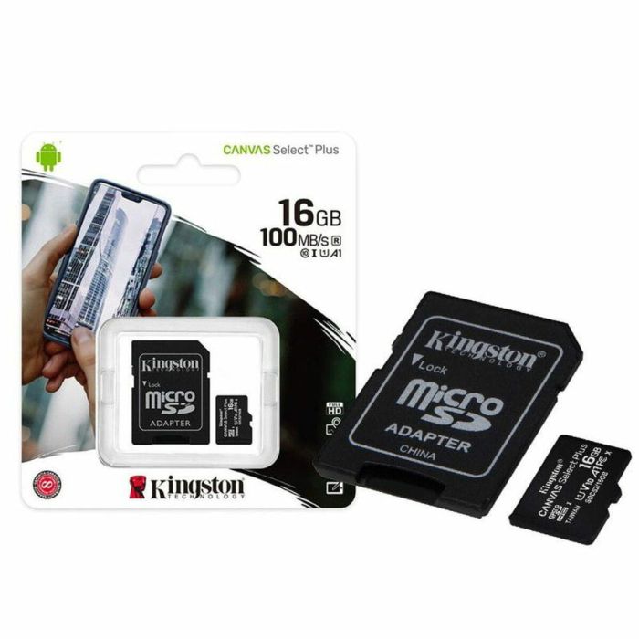microSDHC (UHS-1) Kingston Canvas Select Plus 16Gb class 10 А1 (R-100MB/s) (adapter SD) (SDCS2/16GB)