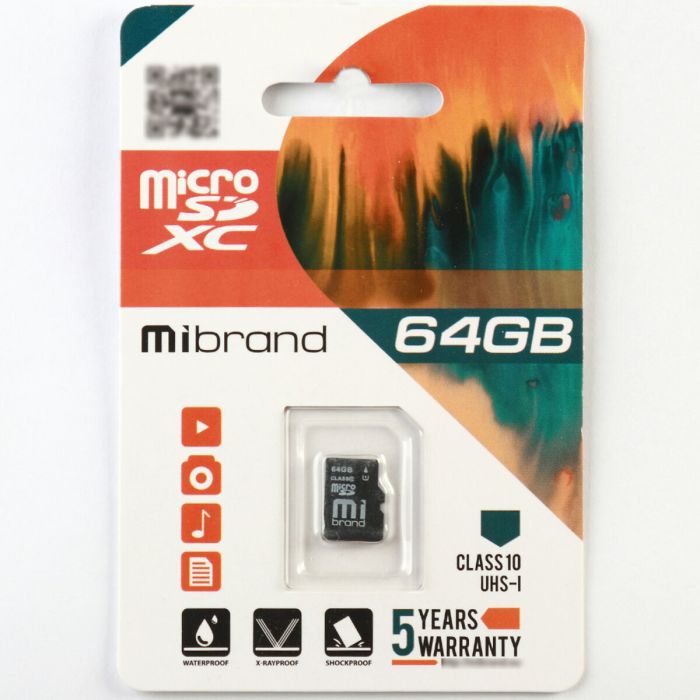 Карта пам'яті microSDXC (UHS-1) Mibrand 64Gb class 10 (MICDXU1/64GB)