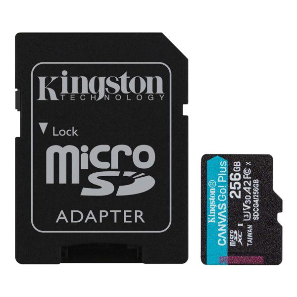 Карта пам'яті microSDXC (UHS-1 U3) Kingston Canvas Go! Plus 256Gb class 10 A2 V30 (R200MB/s, W-160MB/s) (adapter SD) (SDCG4/256GB)