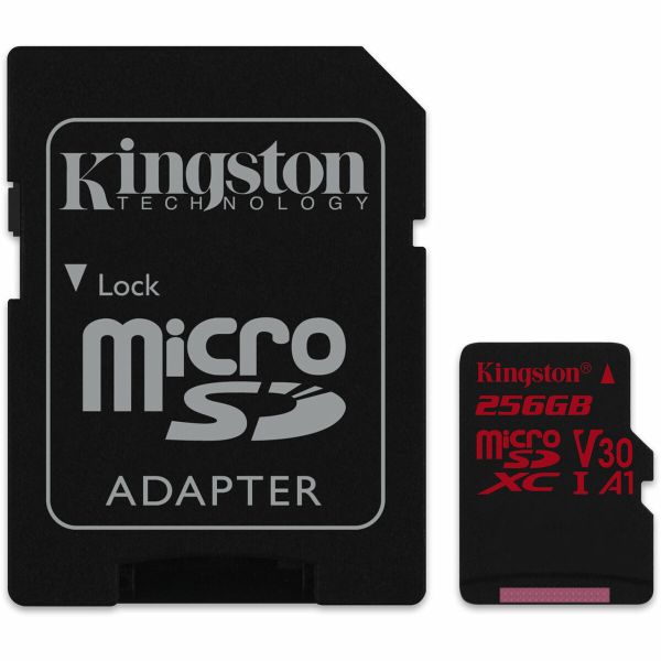microSDXC (UHS-1 U3) Kingston Canvas React 256Gb class 10 (R100MB/s, W80MB/s) (adapter SD) (SDCR/256GB)