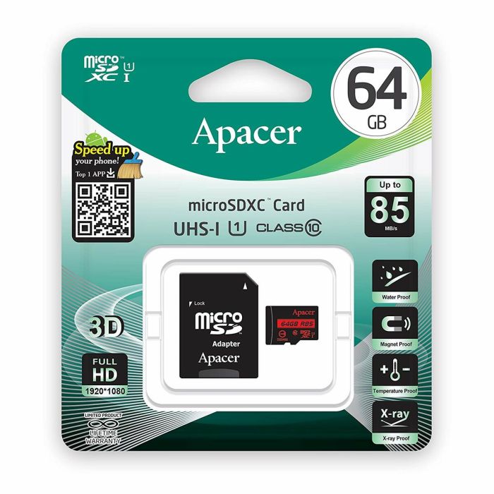 microSDXC (UHS-1) Apacer 64Gb class 10 (AP64GMCSX10U1-RA)