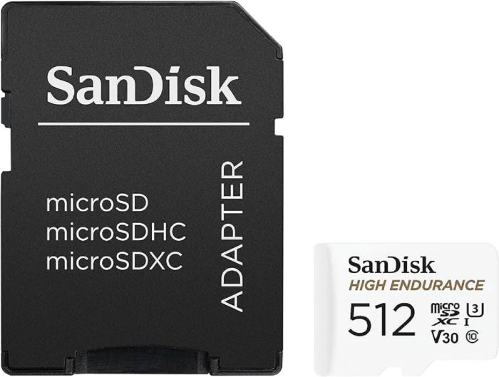 Карта пам'яті microSDXC (UHS-1 U3) SanDisk High Endurance 512Gb class 10 V30 (100Mb/s) (adapterSD) (SDSQQNR-512G-GN6IA)