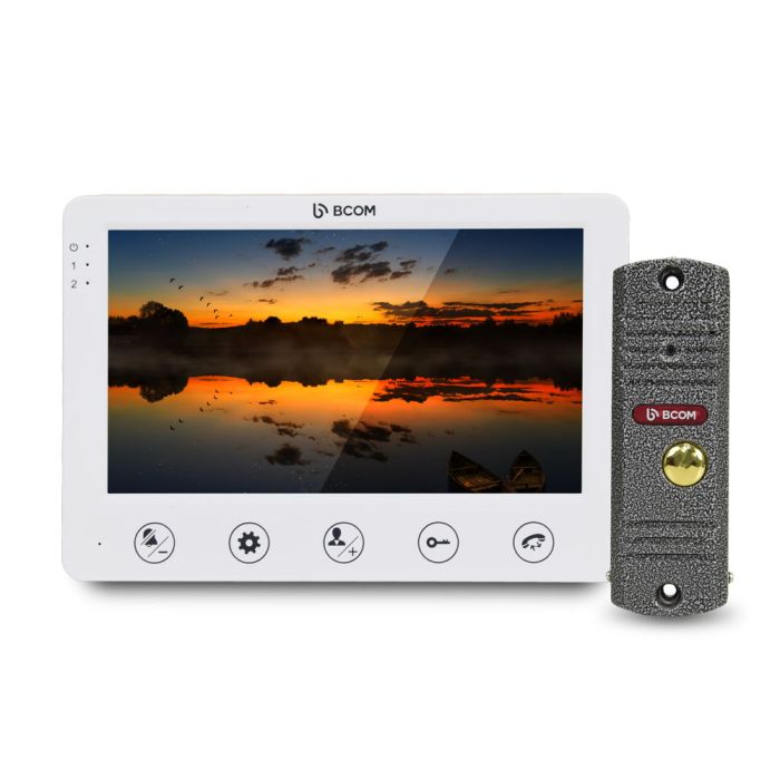 Комплект відеодомофона BCOM BD-710S Kit: відеодомофон 7" white та відеопанель silver