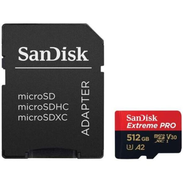 Карта пам'яті microSDXC (UHS-1 U3) SanDisk Extreme Pro A2 512Gb class 10 V30 (R170MB/s,W90MB/s) (adapter SD) (SDSQXCZ-512G-GN6MA)