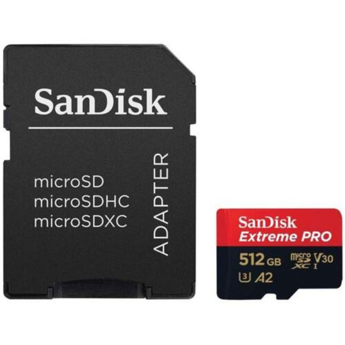 Карта пам'яті microSDXC (UHS-1 U3) SanDisk Extreme Pro A2 512Gb class 10 V30 (R170MB/s,W90MB/s) (adapter SD) (SDSQXCZ-512G-GN6MA)