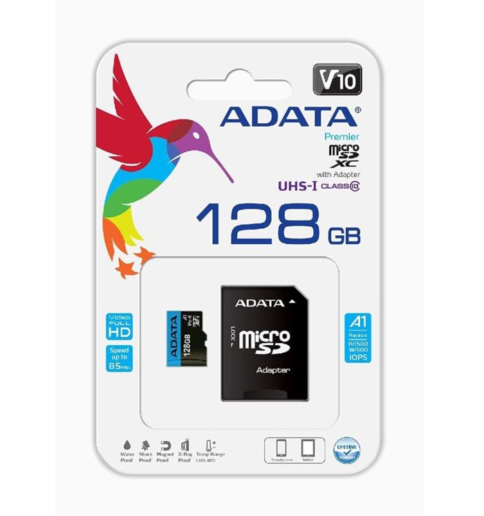Карта пам'яті microSDXC (UHS-1) A-DATA Premier 128Gb Class 10 А1 (R-100Mb/s)  (adapter SD) (AUSDX128GUICL10A1-RA1)