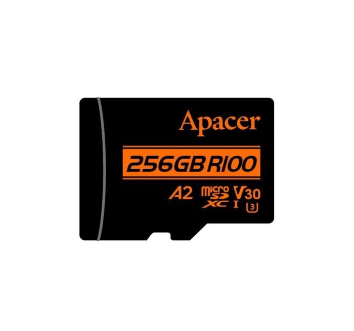 Карта пам'яті microSDXC (UHS-1 U3) Apacer A2 256Gb class 10 V30 (R100MB/s, W80MB/s) (adapter SD) (AP256GMCSX10U8-R)