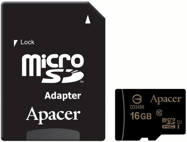 microSDHC (UHS-1) Apacer 16Gb class 10 (adapter SD) (AP16GMCSH10U1-R)