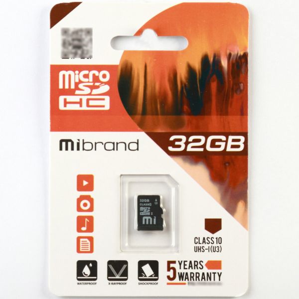 Карта пам'яті microSDHC (UHS-1 U3) Mibrand 32Gb class 10 (MICDHU3/32GB)