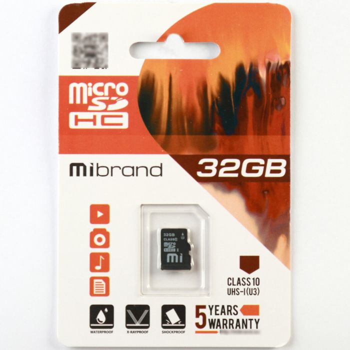 Карта пам'яті microSDHC (UHS-1 U3) Mibrand 32Gb class 10 (MICDHU3/32GB)