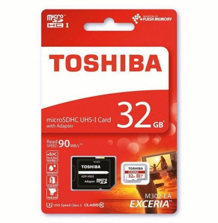 microSDHC (UHS-1 U3) Toshiba Exceria 32Gb class 10 (R90MB/s) (adapter SD) ()
