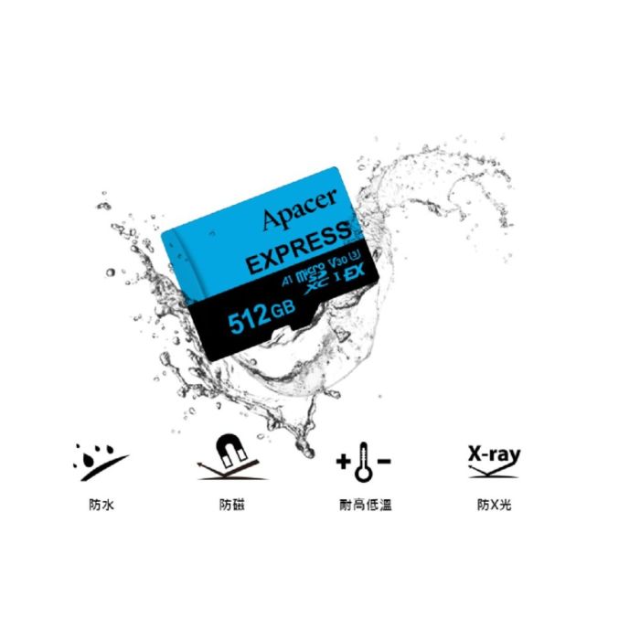 Карта пам'яті microSDXC  (UHS-1 U3) Apacer Express 512Gb class 10 V30 A1  Read/Write:810/700 MB/sec (Compatible with Nintendo Switch 2) (AP512GMCEXG3X17-RA)