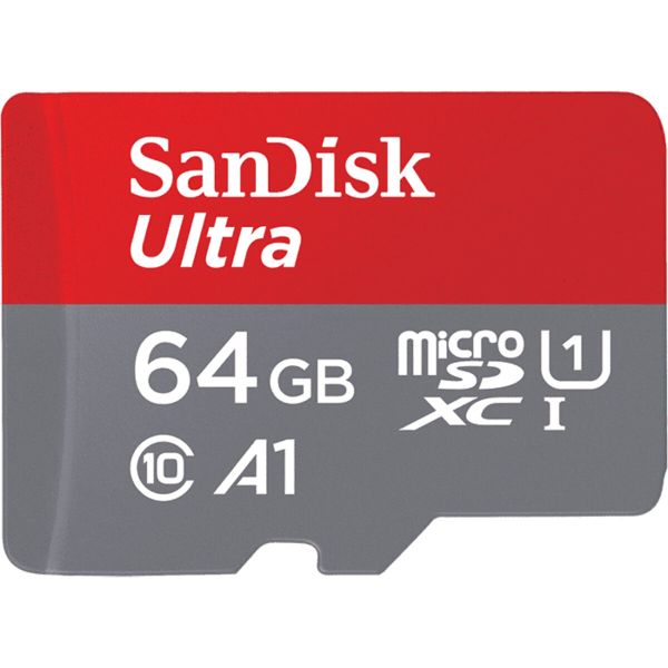 Карта пам'яті microSDXC (UHS-1) SanDisk Ultra 64Gb class 10 A1 (100Mb/s, 667x) (adapter SD) (SDSQUAR-064G-GN6TA)