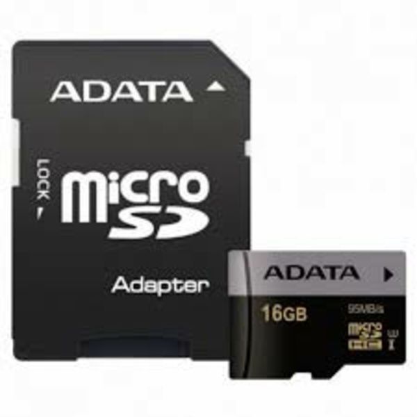 microSDHC (UHS-1 U3) A-DATA Premier Pro MLC 16Gb Class 10 (adapter SD) (R-95Mb/s) (AUSDH16GUI3CL10-RA1)