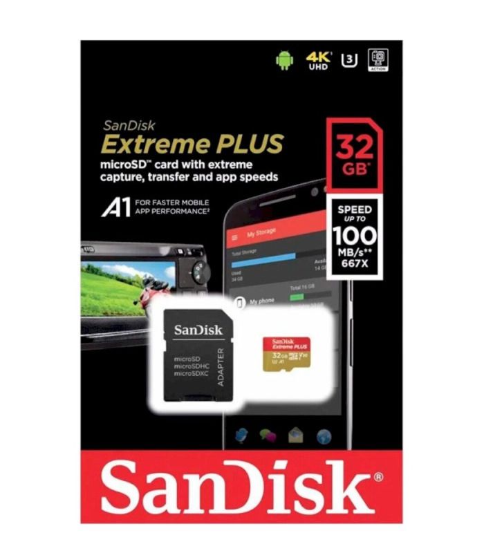 Карта пам'яті microSDHC (UHS-1) SanDisk Extreme PLUS 32Gb class 10 (adapter) (SDSQXBG-032G-GN6MA)