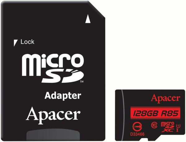 microSDXC (UHS-1) Apacer 128Gb class 10 R85MB/s (adapter SD) (AP128GMCSX10U5-R)