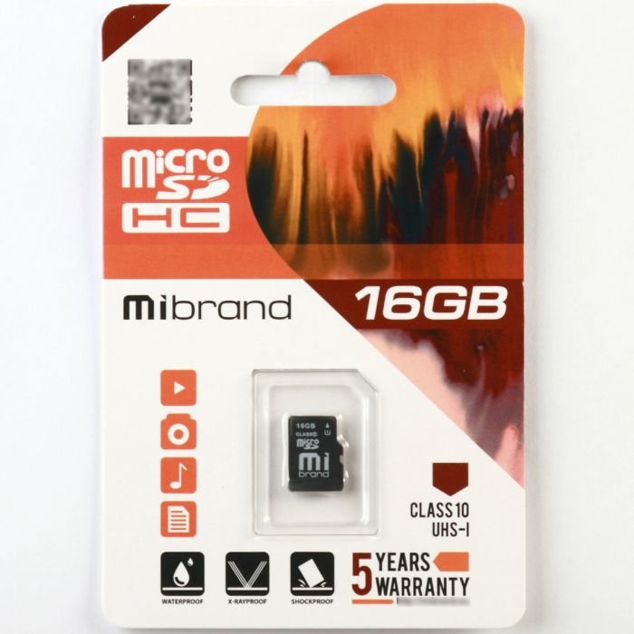 Карта пам'яті microSDHC (UHS-1) Mibrand 16Gb class 10 (MICDHU1/16GB)