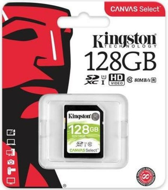 SDHC (UHS-1) Kingston Canvas Select 128Gb class 10  (R-80MB/s) (SDS/128GB)