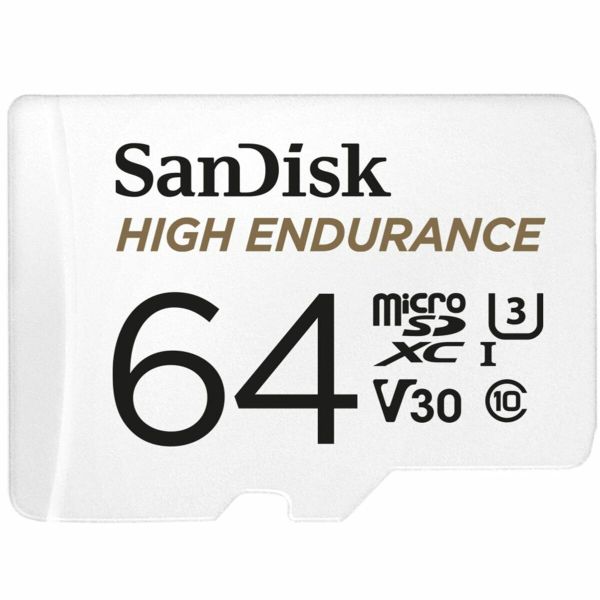 Карта пам'яті microSDXC (UHS-1 U3) SanDisk High Endurance 64Gb class 10 V30 (100Mb/s) (adapterSD) (SDSQQNR-064G-GN6IA)