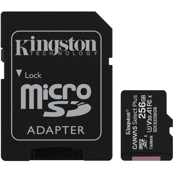 Карта пам'яті microSDXC (UHS-1) Kingston Canvas Select Plus 256Gb class 10 А1 (R-100MB/s) (adapter SD) (SDCS2/256GB)