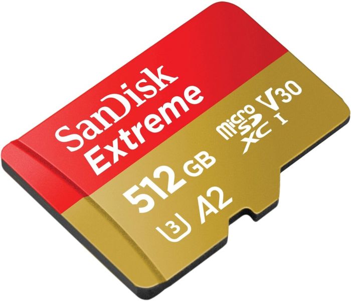 Карта пам'яті microSDXC (UHS-1 U3) SanDisk Extreme A2 512Gb class 10 V30 (R190MB/s,W130MB/s) (adapter SD) (SDSQXAV-512G-GN6MA)