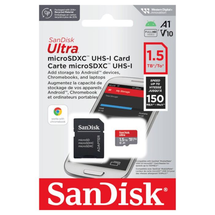 Карта пам'яті microSDXC (UHS-1) SanDisk Ultra A1 1,5TB class 10 (R150MB/s) (adapter SD) (SDSQUAC-1T50-GN6MA)