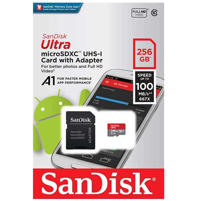 Карта пам'яті microSDXC (UHS-1) SanDisk Ultra 256Gb class 10 A1 (150MB/s) (SDSQUAC-256G-GN6MN)
