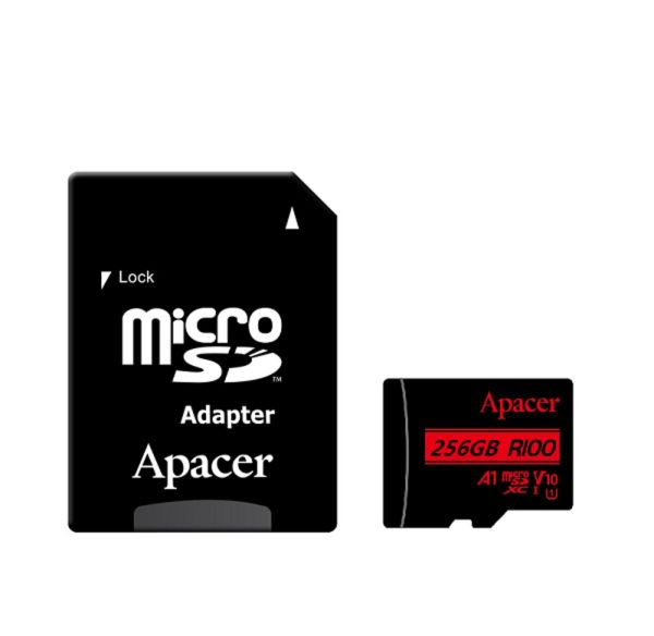 Карта пам'яті microSDXC (UHS-1) Apacer 256Gb class 10 V10 A1 R100MB/s (adapter SD) (AP256GMCSX10UB-R)