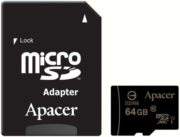 microSDXC (UHS-1) Apacer 64Gb class 10 (adapter SD) (AP64GMCSX10U1-R)