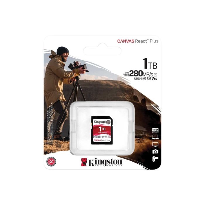 Карта пам'яті SDXC (UHS-II U3) Kingston Canvas React Plus 1Tb class 10 V60 (R280MB/s, W150MB/s) (SDR2V6/1TB)