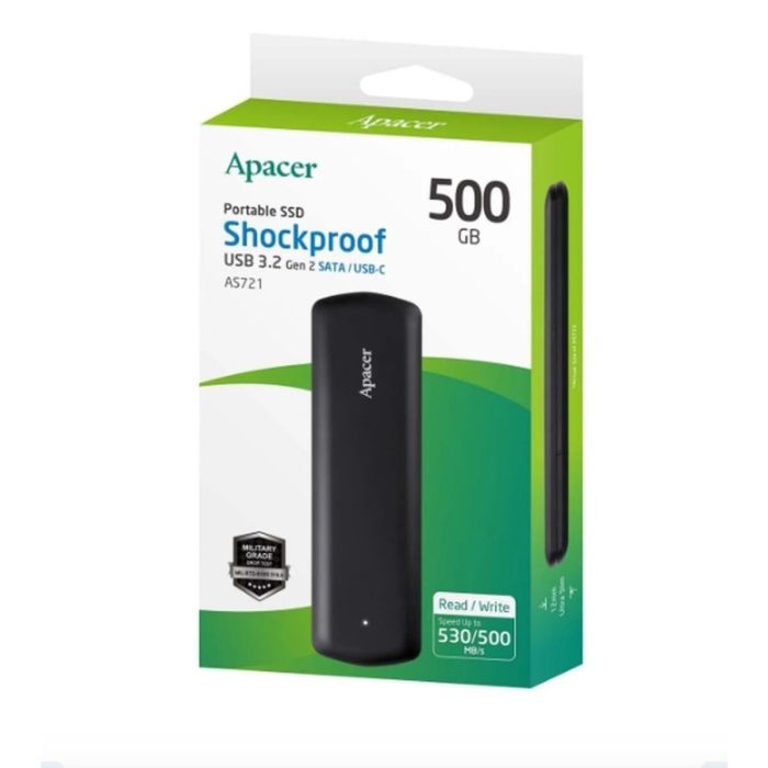 Портативний SSD Apacer AS721 500 GB USB 3.2 Gen.2 Type-C Black (AP500GAS721B-1)