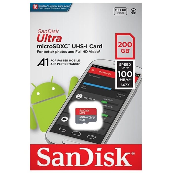 Карта пам'яті microSDXC (UHS-1) SanDisk Ultra 200Gb class 10 A1 (120Mb/s) (SDSQUA4-200G-GN6MN)