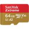 Карта пам'яті microSDXC (UHS-1 U3) SanDisk Extreme A2 64Gb class 10 V30 (R170MB/s,W80MB/s) (adapter SD) (SDSQXAH-064G-GN6MA)